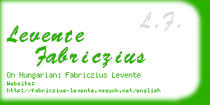 levente fabriczius business card